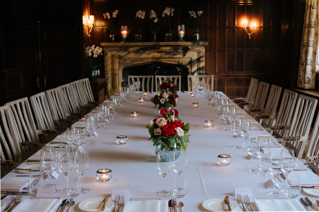 Gravety Manor private dining room set out for guests to enjoy an intimate wedding meal