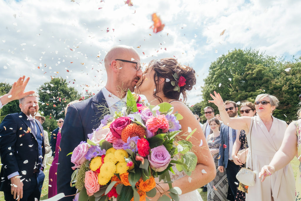 Bourton Hall colourful summer wedding confetti