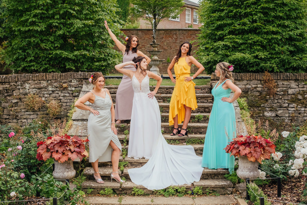 Bourton Hall colourful summer wedding bridesmaids